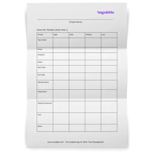 Action Plan Template Free Download