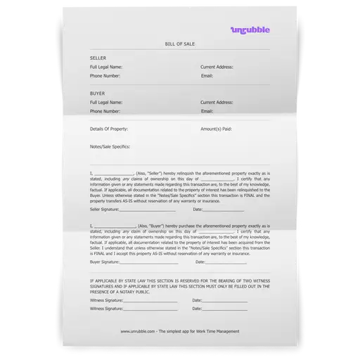 Bill Of Sale Template Download