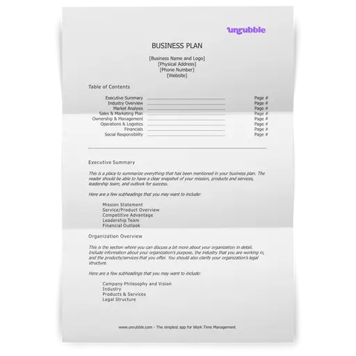 Simple Business Plan Template Free Download
