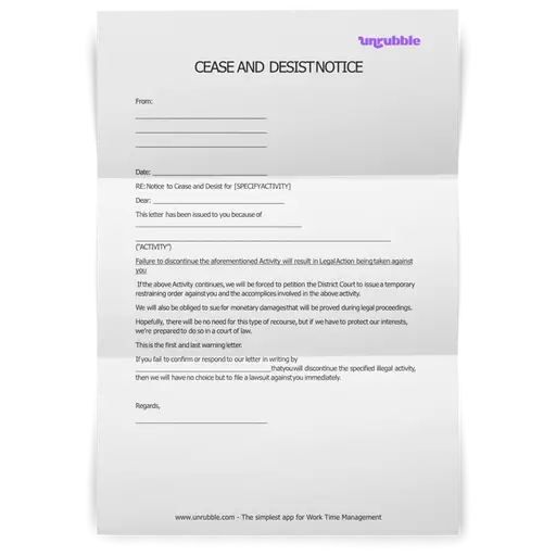 Cease And Desist Letter - Sample & Template [Free Download] (Word)