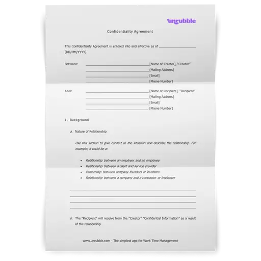Confidentiality Agreement Template Free Download