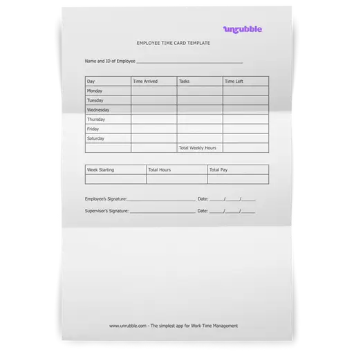 Employee Time Card Template Free Download