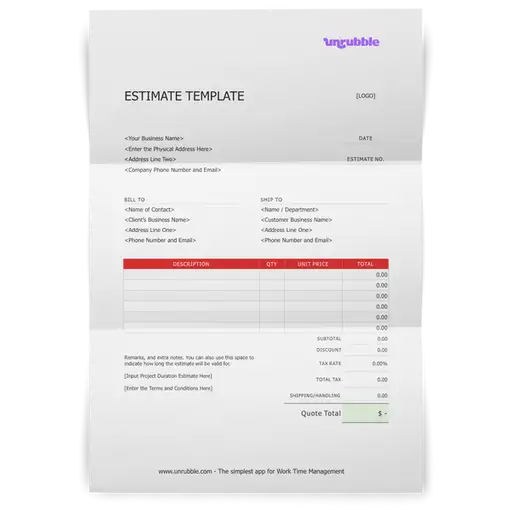 Estimate Template Free Download