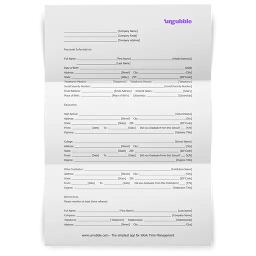 Job Application Form Template Free Download