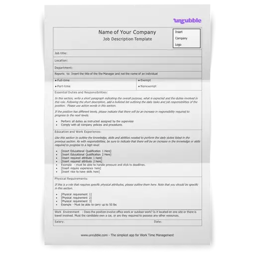 Job Description Template Free Download