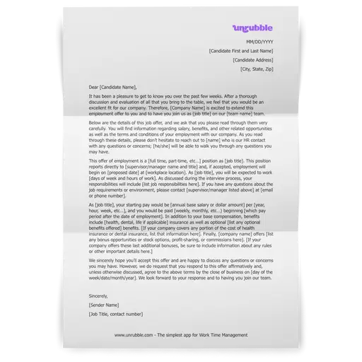 Free Job Offer Letter Template Download