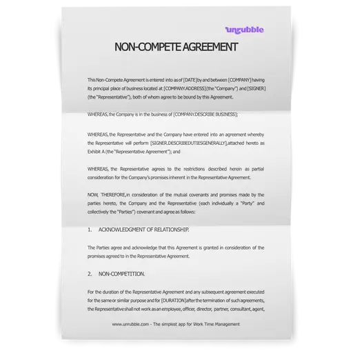 Non-Compete Agreement - Sample & Template [Free Download] (Word)