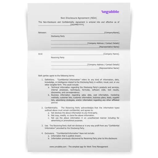 Free Non-Disclosure Agreement Template Sample Download