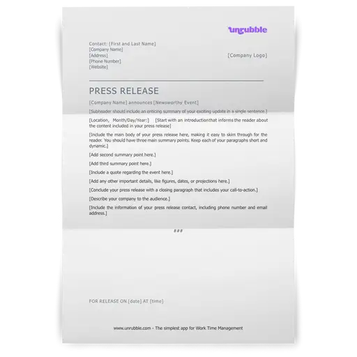 Press Release Template