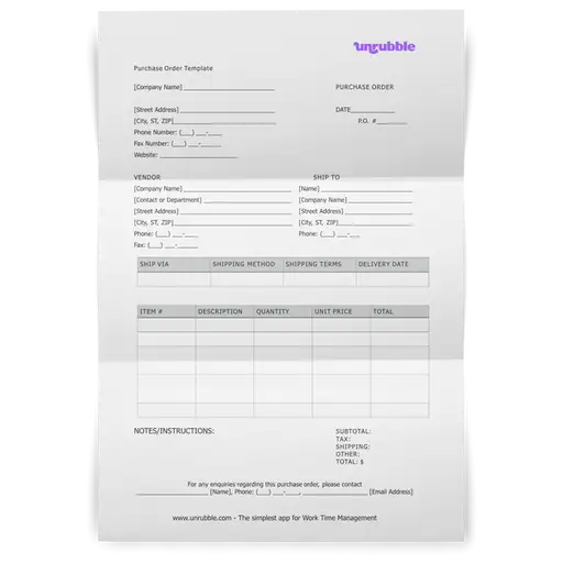Purchase Order Template Free Download