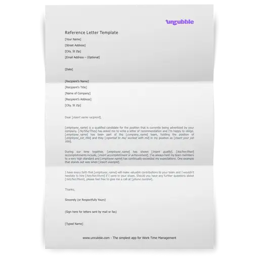 Reference Letter Template