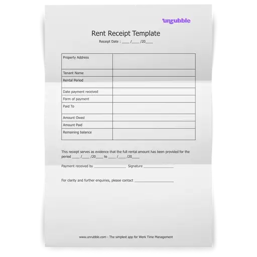 Rent Receipt Template: Simplify Record Keeping | Unrubble Templates