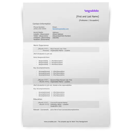 Free Resume Template Download