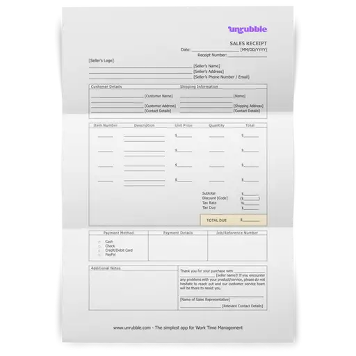 Sample Sales Receipt Template Download