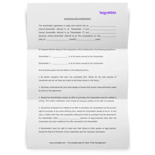 Free Shareholders Agreement Template Download