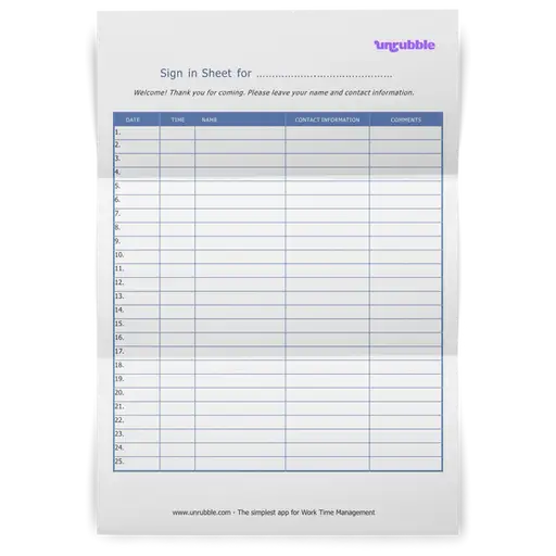 Sign In Sheet Template Free Download