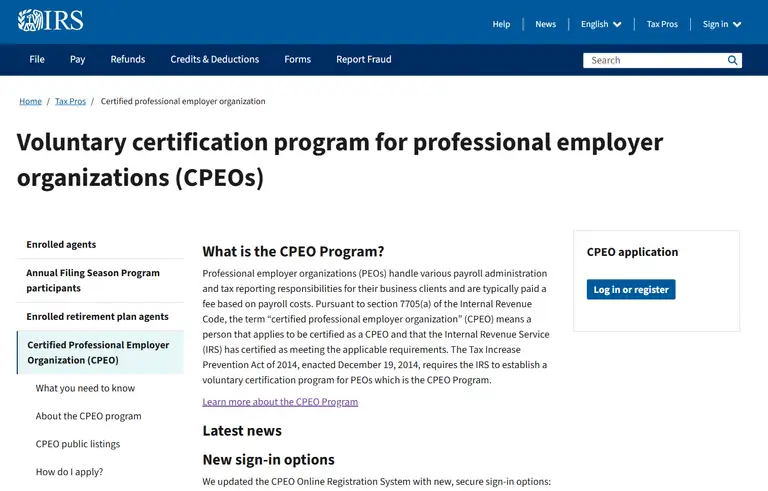 CPEO program, what does peo stand for in hr