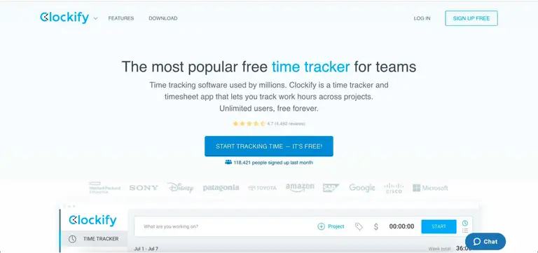 Clockify tracking app