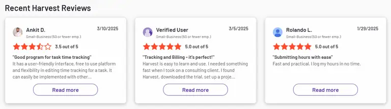 Harvest review as Toggl Track alternatives