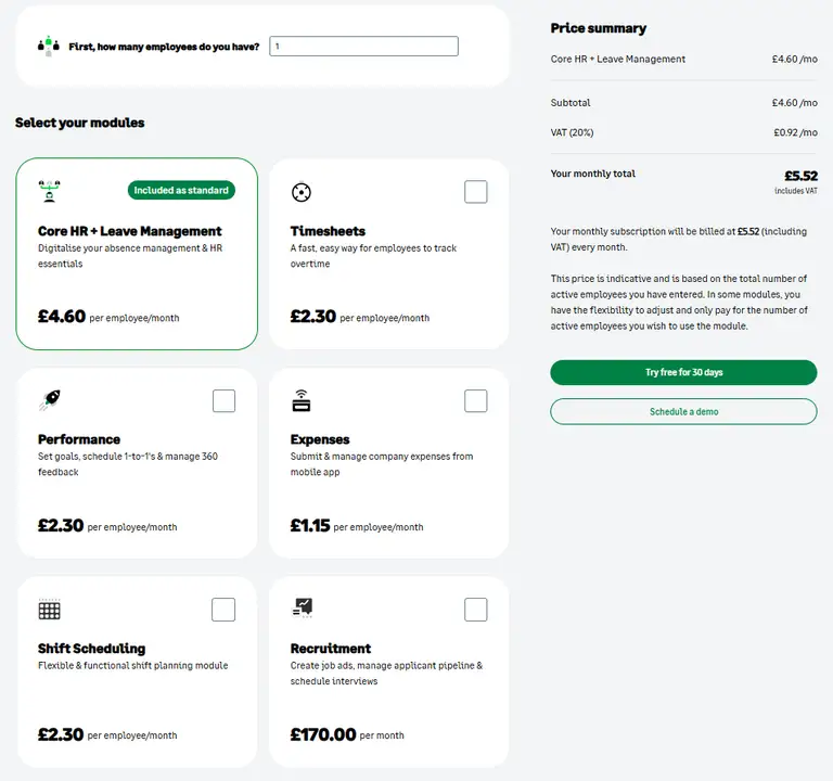Sage HR pricing