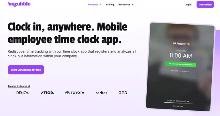 Unrubble's Mobile Time Clock App