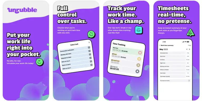 The Employee Self-Service app by Unrubble - screenshots
