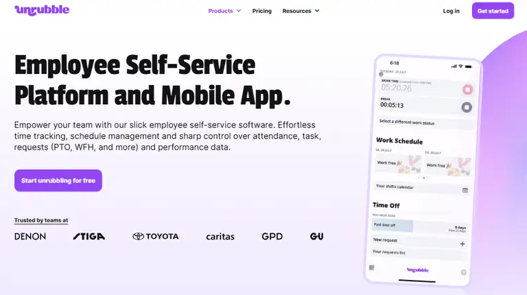 The best BetterShifts app alternative - Unrubble's Mobile Time Clock and Employee Self-Service App