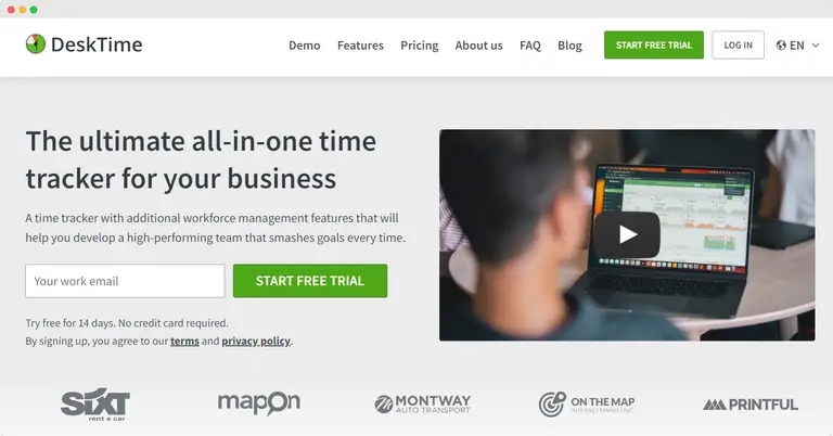 DeskTime time clock kiosk