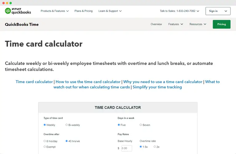 The time card calculator