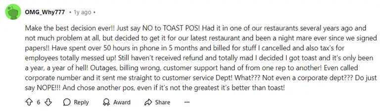 toast scheduling reviews