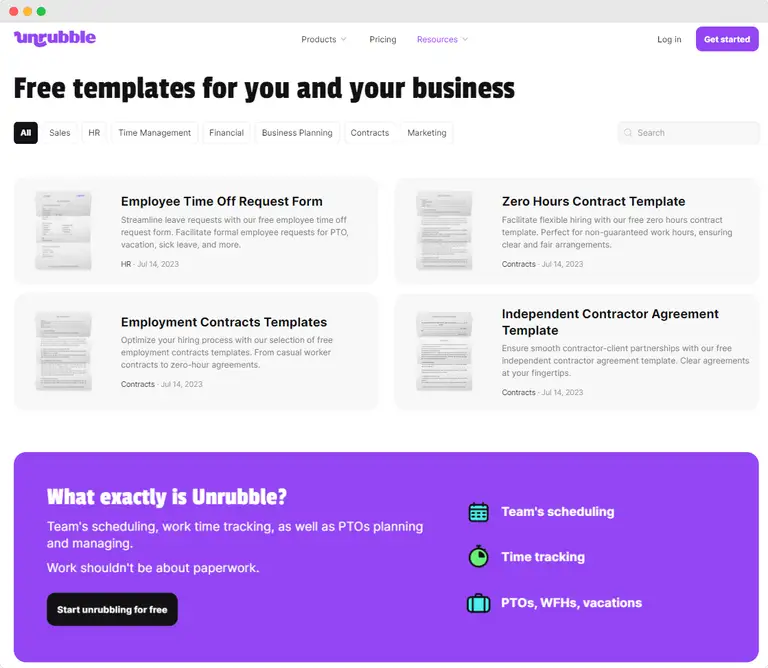 work schedule template