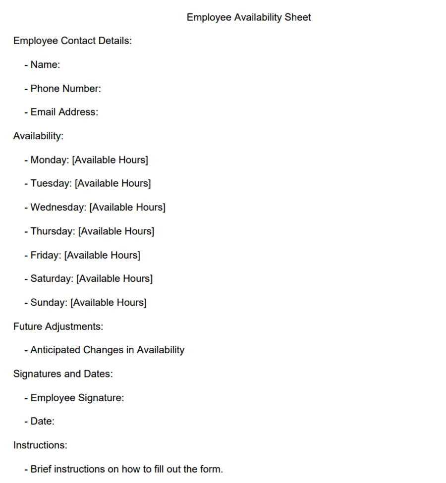 The Only Free Employee Availability Form Template You'll Need ...